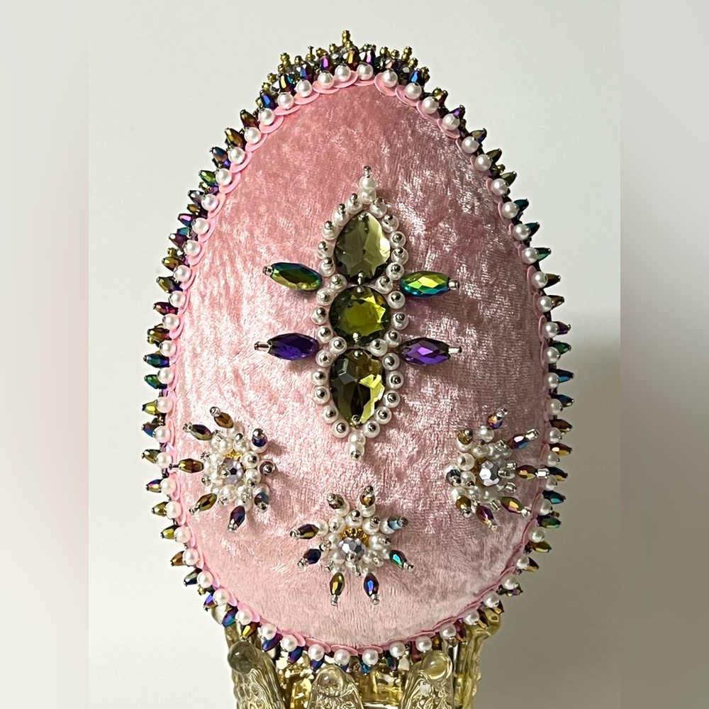 Handmade Vintage Style Easter Faberge Egg Push Pin Decor Beads Sequins 6 in